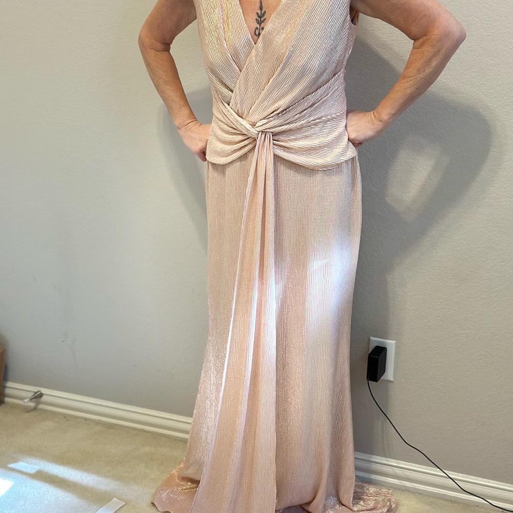 Pink Sleeveless Plunge Maxi Dress for Cocktail